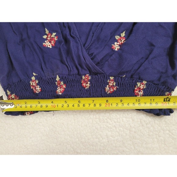 [188] Angie Blue Cropped Boho Blouse - Picture 4 of 9